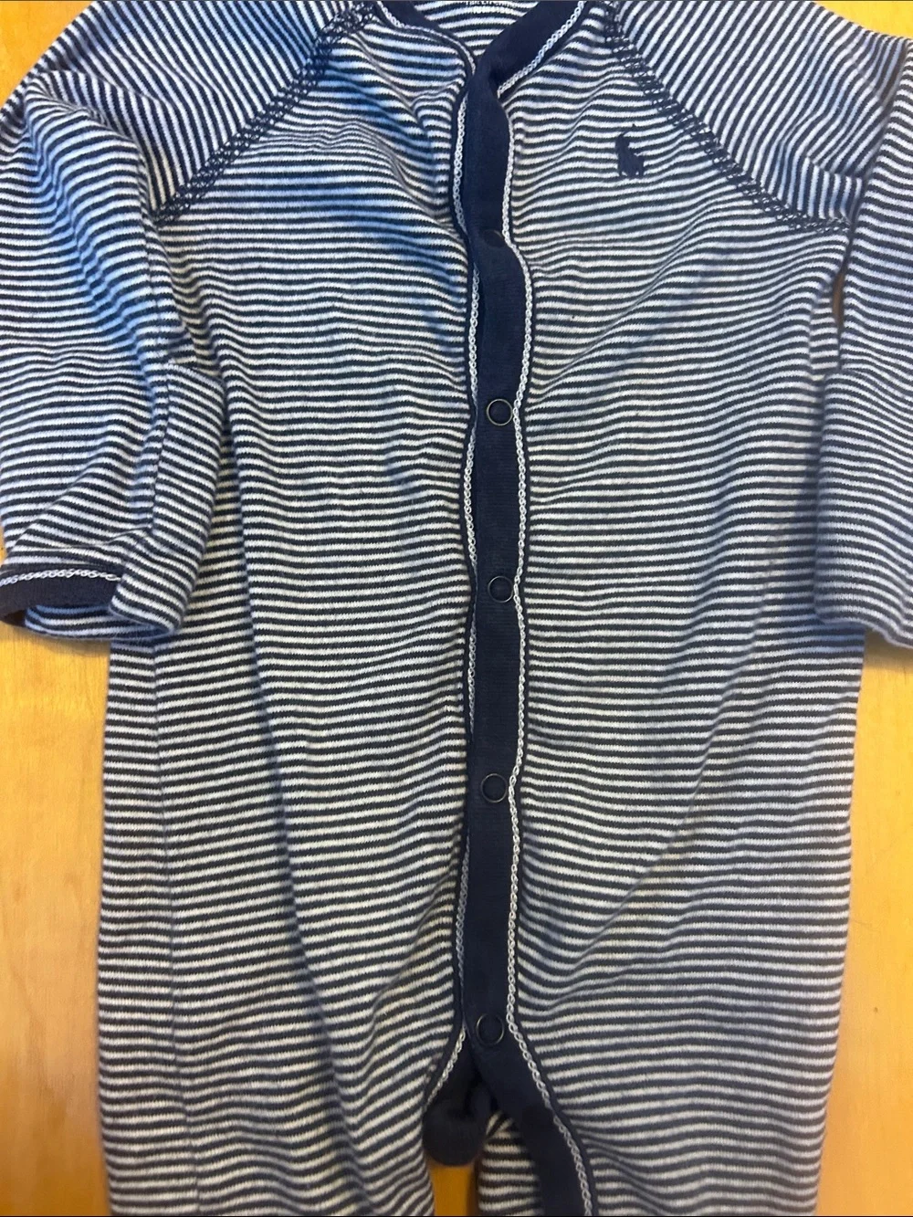 Ralph Lauren Navy and White Striped Baby One-Piece Romper 3m